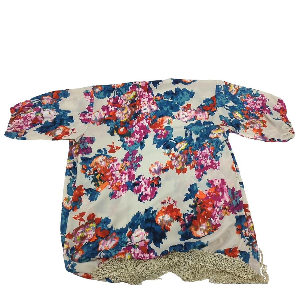 EUC Gimmicks by BKE Floral Tunic Womens S Scrunchie Sleeve Drop Yarn Hem - Picture 2 of 6